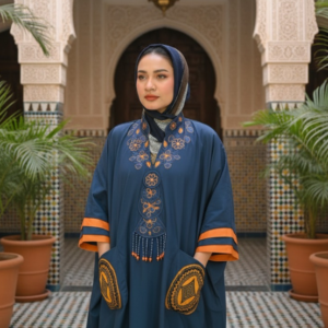 Navy Embroidered Statement Dress